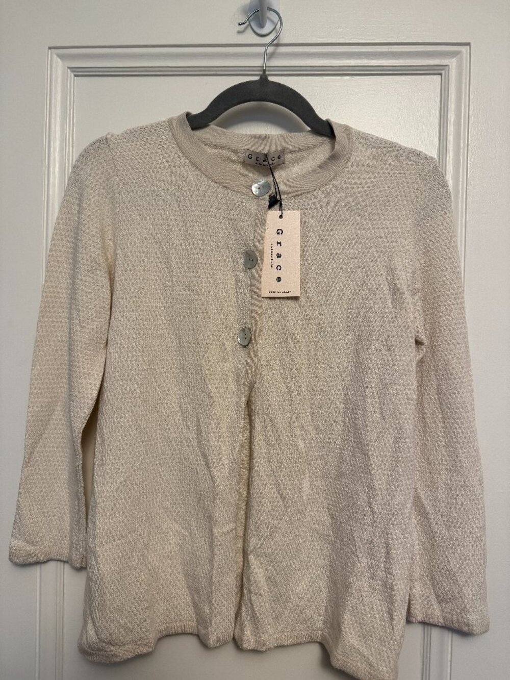 Three top button open-front cardigan